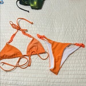 Orange Bikini with Braided Straps